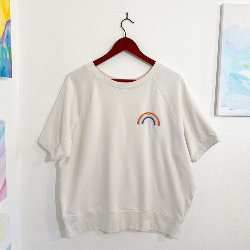 EUC GAP Women’s Rainbow Short Sleeve Sweatshirt XL